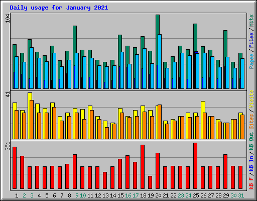 Daily usage for January 2021