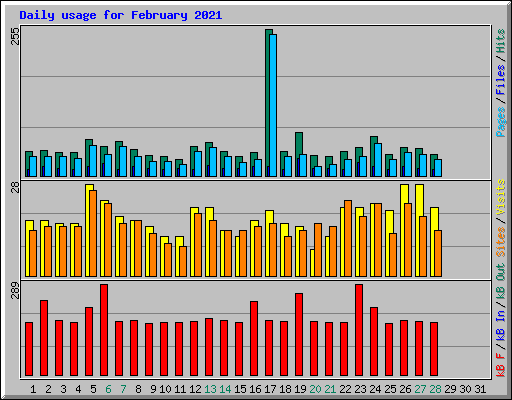 Daily usage for February 2021