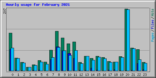 Hourly usage for February 2021